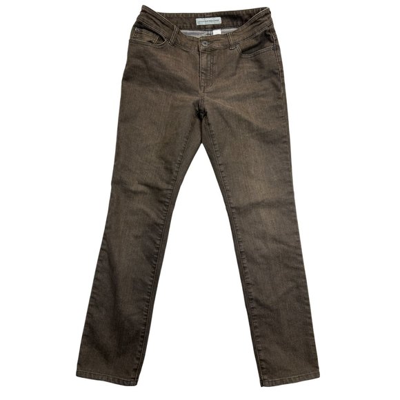 Chicos Jeans Womens 0 Brown Platinum Denim Ultimate Fit Slim‎ Leg Stretch - Picture 1 of 9